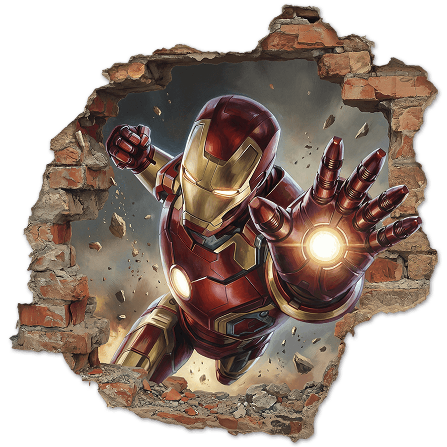 Vinilos Infantiles: Agujero de pared Iron Man Impacto