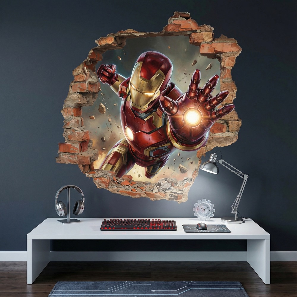 Vinilos Infantiles: Agujero de pared Iron Man Impacto