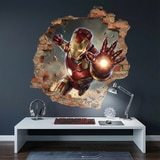 Vinilos Infantiles: Agujero de pared Iron Man Impacto 3