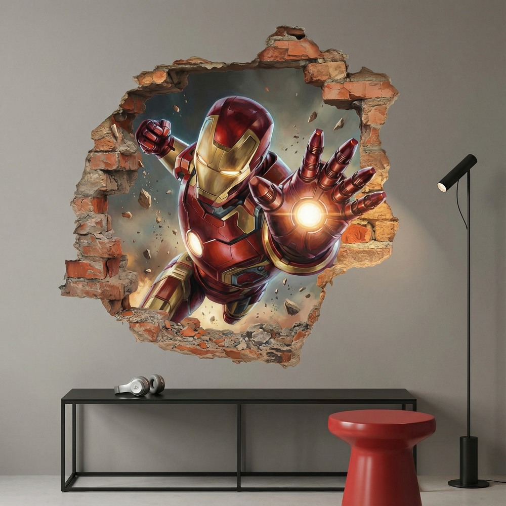 Vinilos Infantiles: Agujero de pared Iron Man Impacto