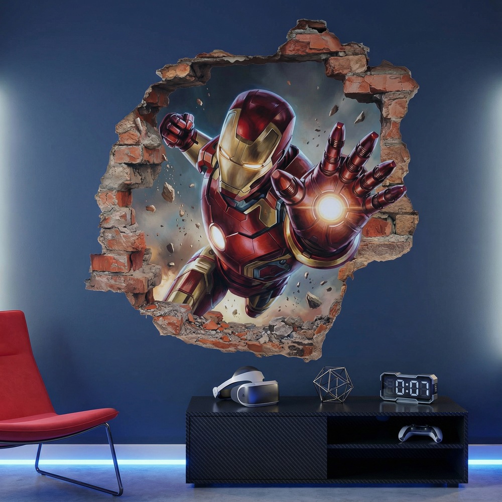 Vinilos Infantiles: Agujero de pared Iron Man Impacto