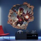 Vinilos Infantiles: Agujero de pared Iron Man Impacto 5