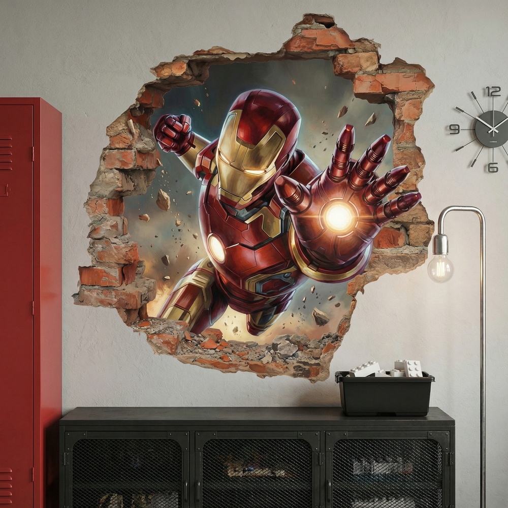 Vinilos Infantiles: Agujero de pared Iron Man Impacto