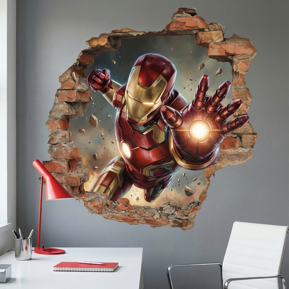 Vinilos Infantiles: Agujero de pared Iron Man Impacto