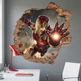 Vinilos Infantiles: Agujero de pared Iron Man Impacto 7