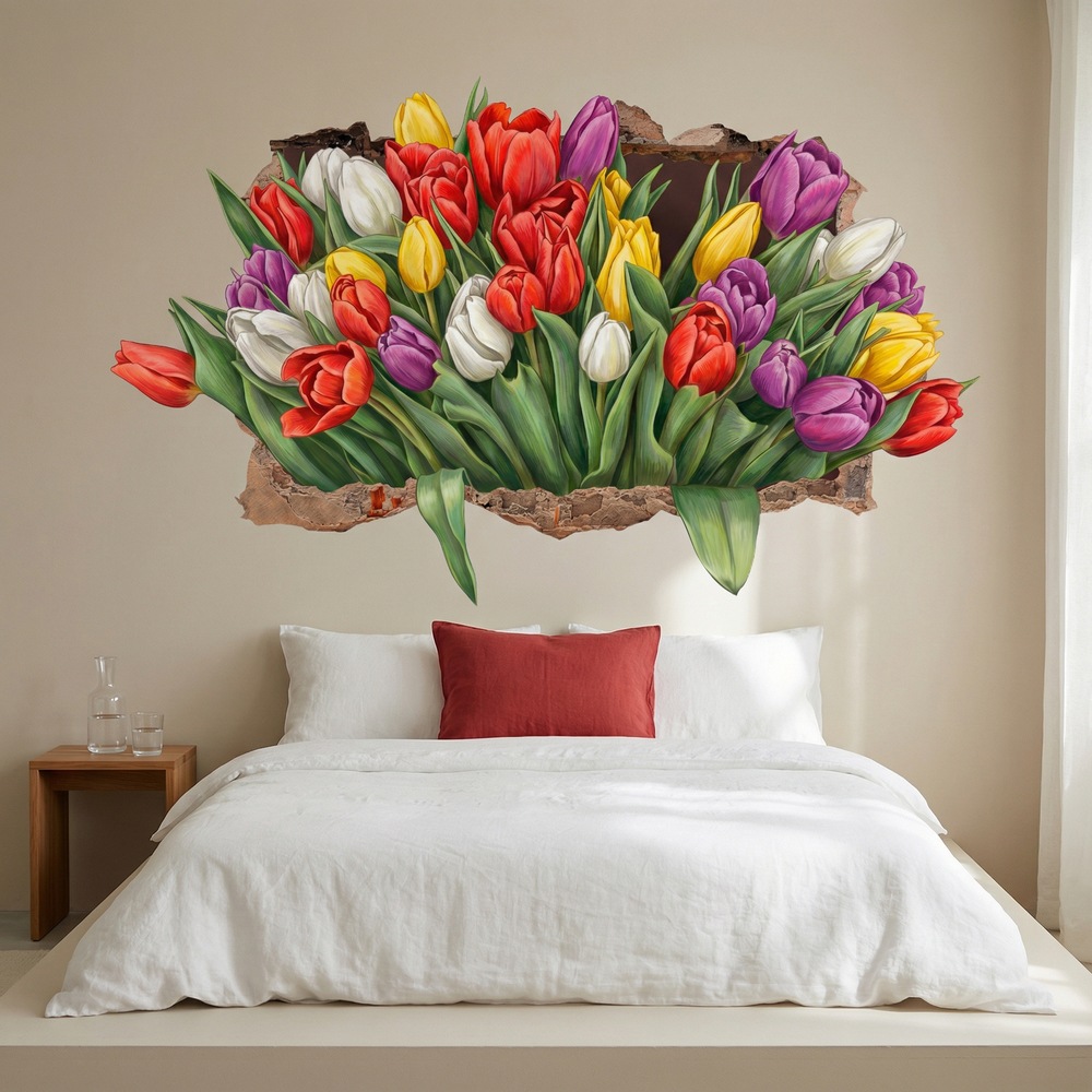 Vinilos Decorativos: Agujero de pared Tulipanes Eternos