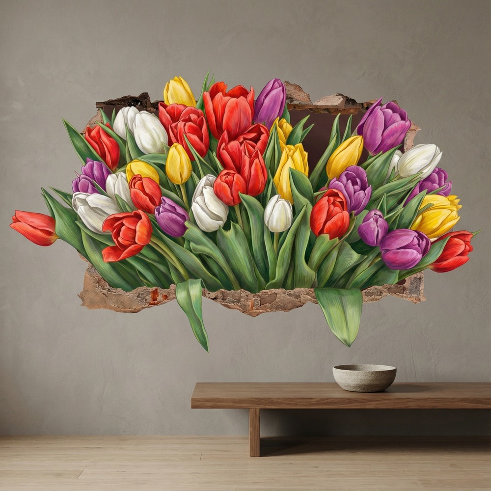 Vinilos Decorativos: Agujero de pared Tulipanes Eternos