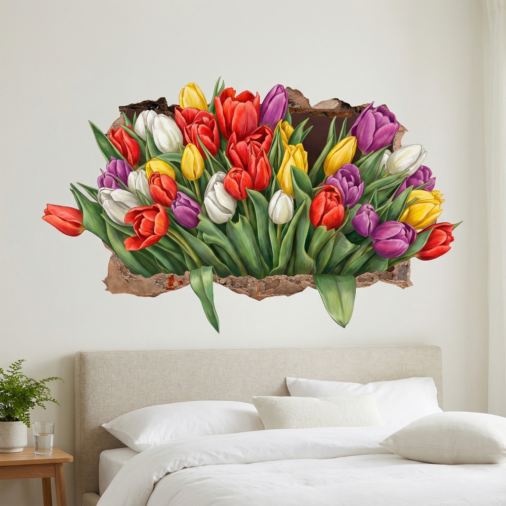 Vinilos Decorativos: Agujero de pared Tulipanes Eternos