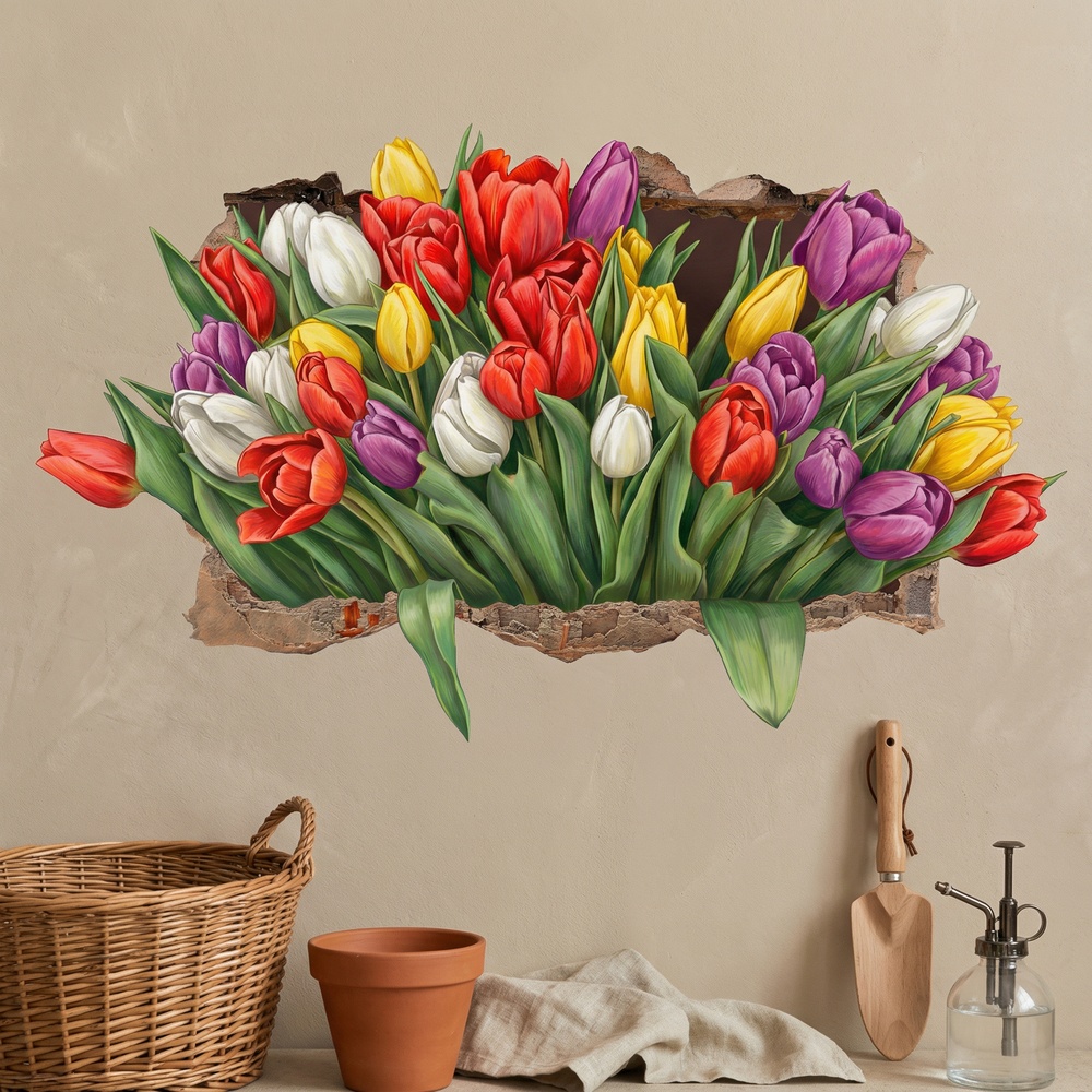 Vinilos Decorativos: Agujero de pared Tulipanes Eternos