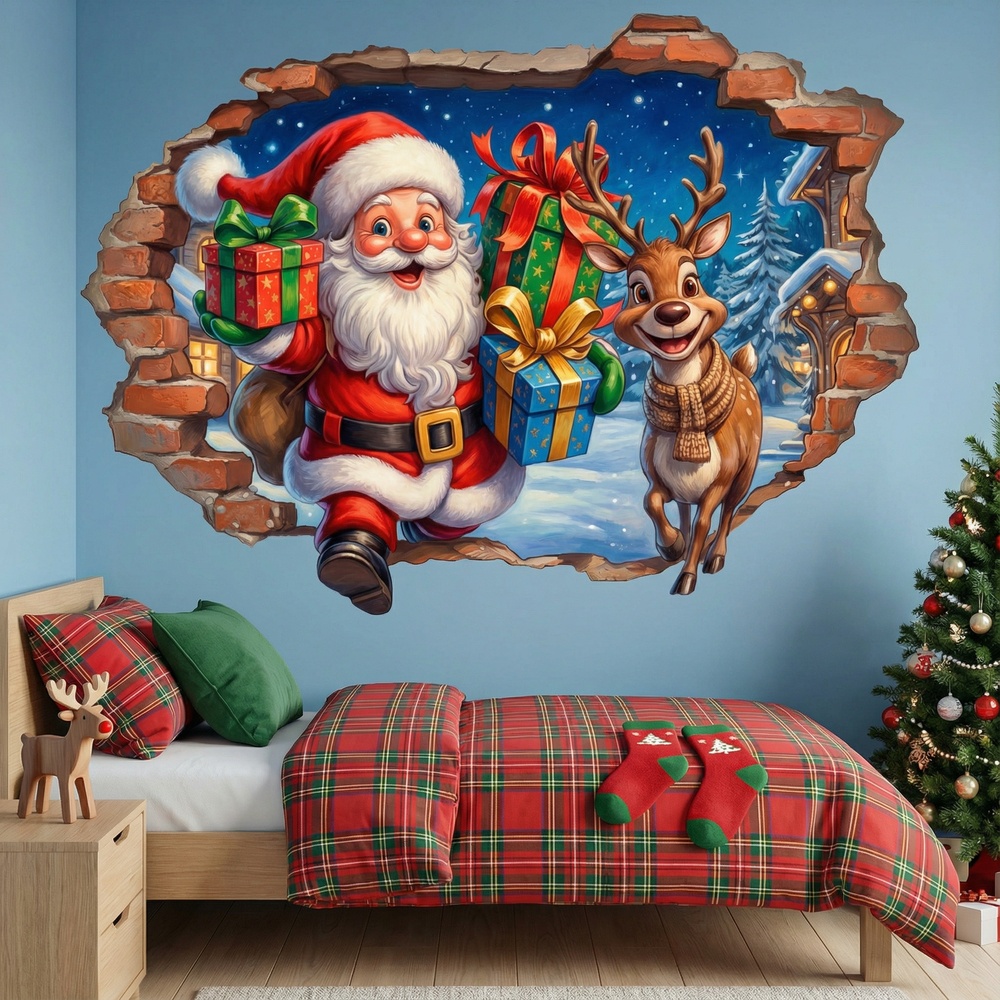 Vinilos Decorativos: Agujero de pared Magia de Navidad