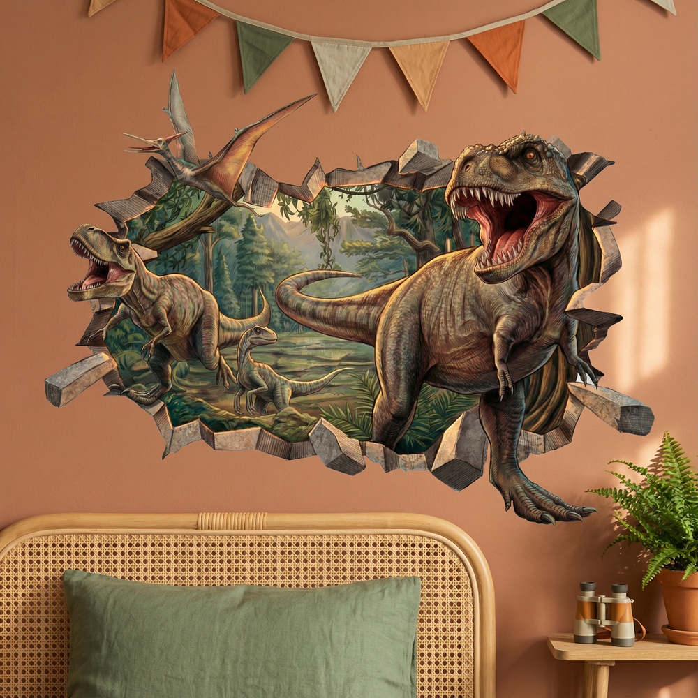 Vinilos Infantiles: Agujero de Muro Dinosaurios T-Rex
