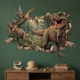 Vinilos Infantiles: Agujero de pared Dinosaurios Salvajes 4