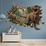 Vinilos Infantiles: Agujero de pared Dinosaurios Salvajes 5