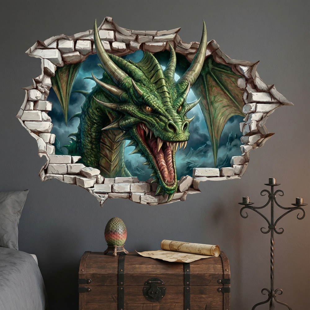 Vinilos Infantiles: Agujero de pared Velociraptor Acci&oacute;n