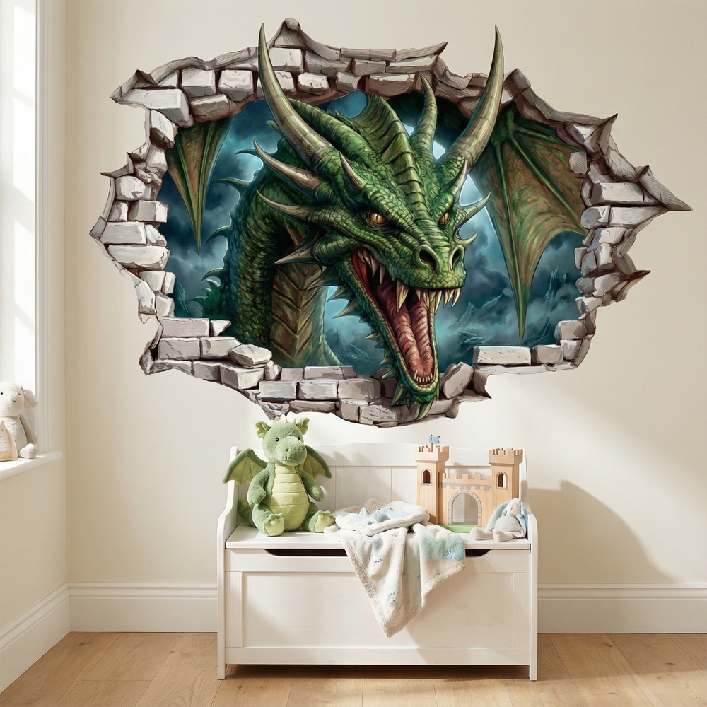 Vinilos Infantiles: Agujero de pared Velociraptor Acci&oacute;n