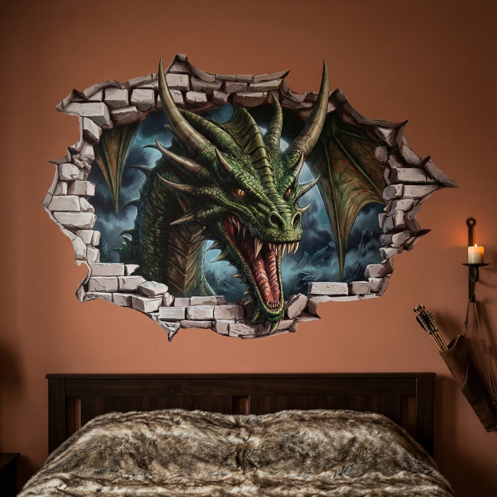 Vinilos Infantiles: Agujero de pared Velociraptor Acci&oacute;n