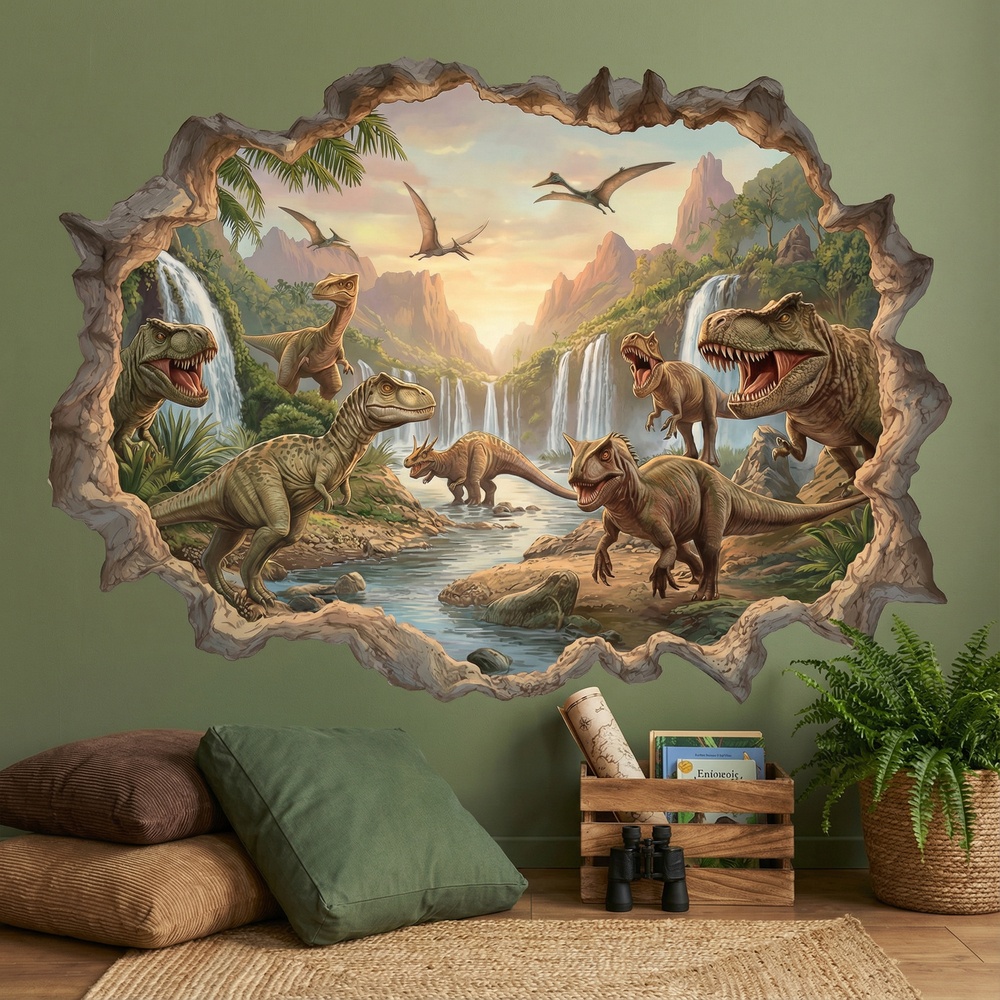 Vinilos Infantiles: Agujero de pared Reino Jur&aacute;sico