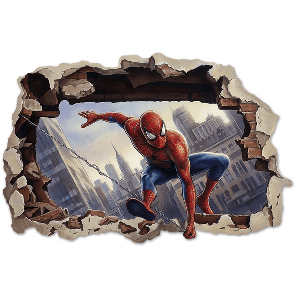 Vinilos Infantiles: Agujero de pared Spiderman Acci&oacute;n