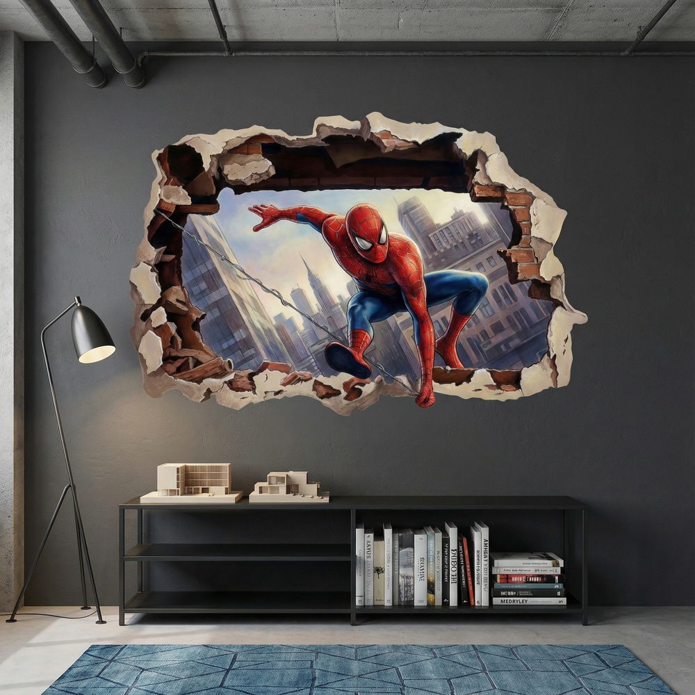 Vinilos Infantiles: Agujero de pared Spiderman Acci&oacute;n