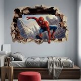 Vinilos Infantiles: Agujero de pared Spiderman Acci&oacute;n 7