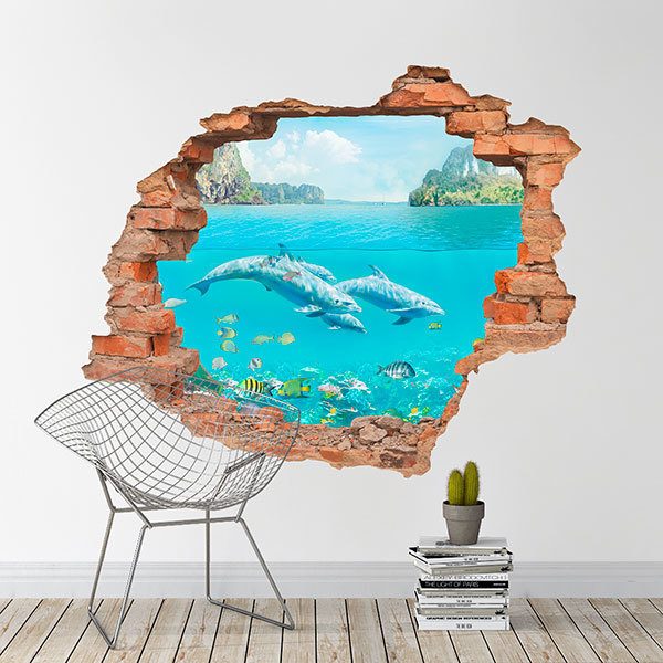 Vinilos Decorativos: Agujero delfines en el Caribe