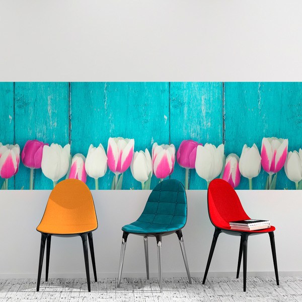 Vinilos Decorativos: Tulipanes rosas y blancos