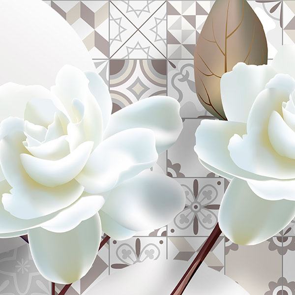 Vinilos Decorativos: Rosas blancas sobre azulejos