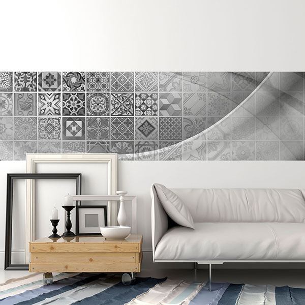 Vinilos Decorativos: Azulejos y curvas blanco y negro