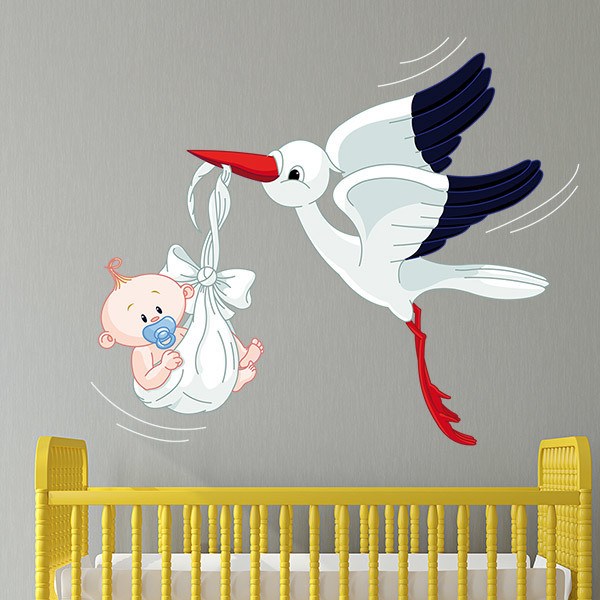 Vinilos Infantiles: Cigüeña y Bebé
