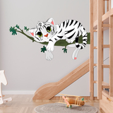 Vinilos Infantiles: Cachorro de tigre blanco sobre una rama 4