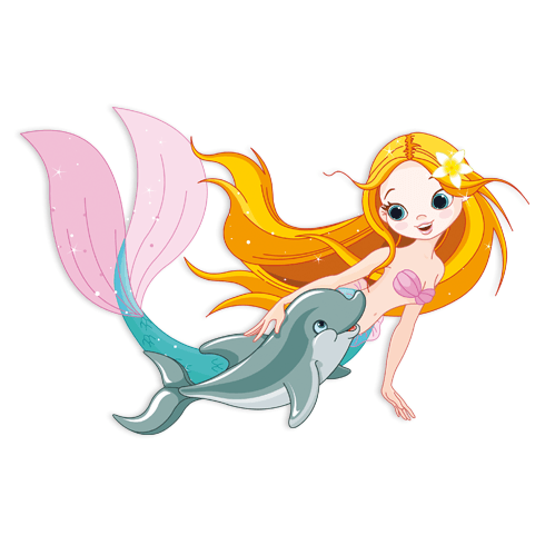 Vinilos Infantiles: Sirena y delfín nadando