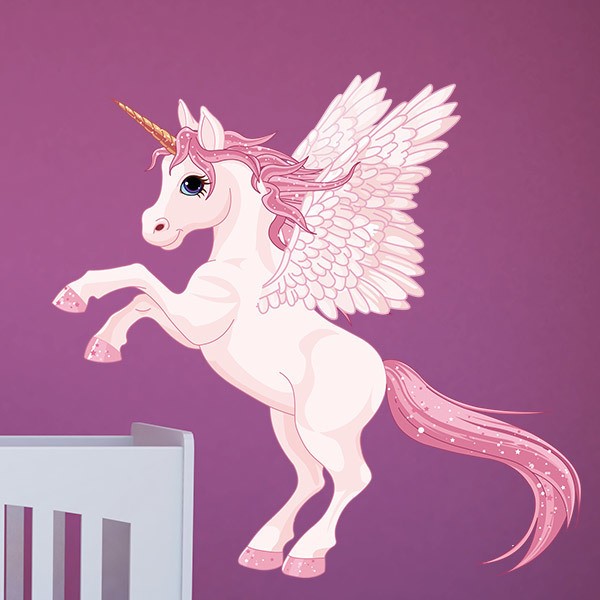 Vinilos Decorativos: Unicornio con alas rosa 1