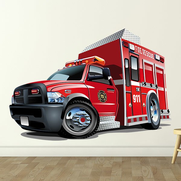 Vinilos Infantiles: Camión de rescate de bomberos 1