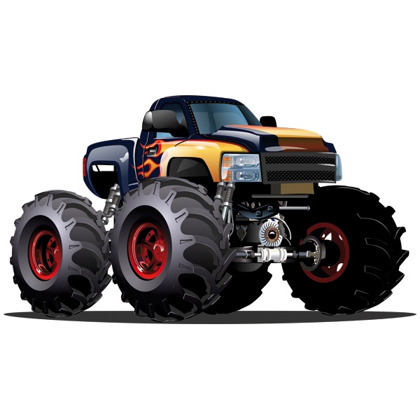 Vinilos Infantiles: Monster Truck azul oscuro y naranja