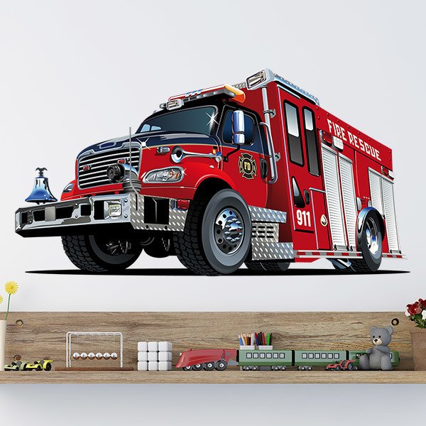 Vinilos Infantiles: Camión de bomberos Fire Rescue