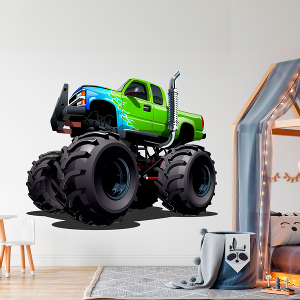 Vinilos Infantiles: Monster Truck verde y azul 1