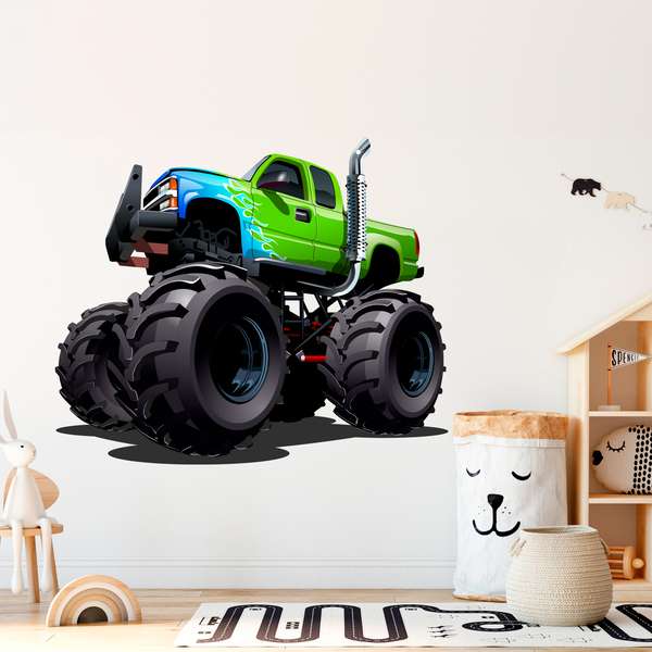 Vinilos Infantiles: Monster Truck verde y azul