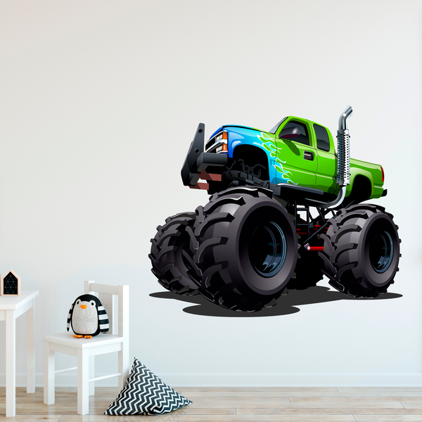 Vinilos Infantiles: Monster Truck verde y azul