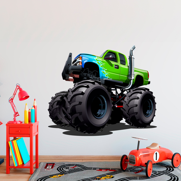 Vinilos Infantiles: Monster Truck verde y azul