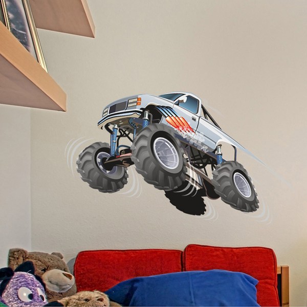 Vinilos Infantiles: Monster Truck blanco con salto 1