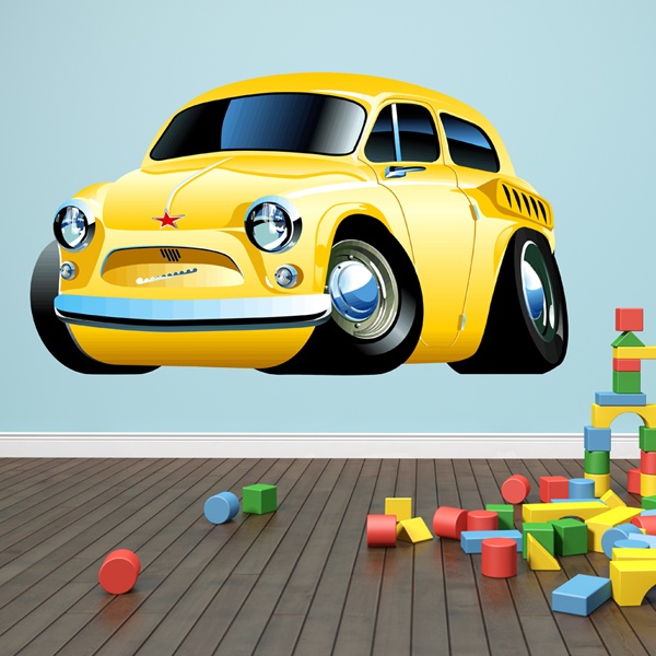 Vinilos Infantiles: Coche clásico amarillo