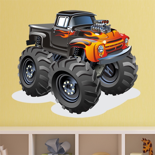 Vinilos Infantiles: Monster Truck ranchera fuego 1