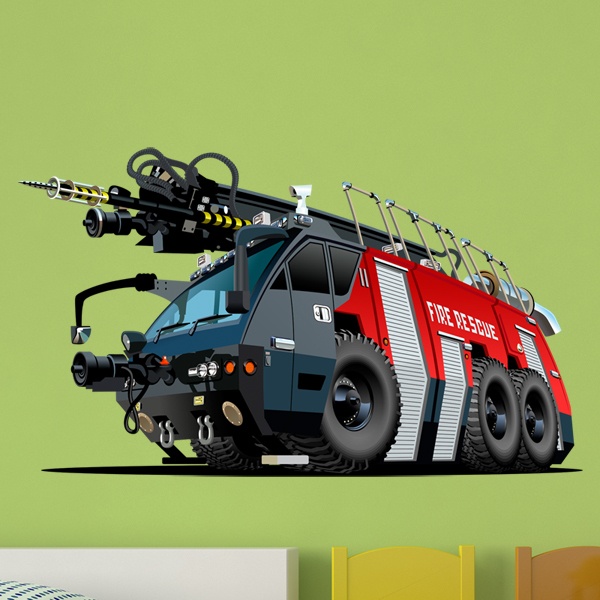 Vinilos Infantiles: Camión bomberos unidad de rescate