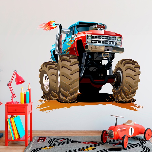 Vinilos Infantiles: Monster Truck azul y rojo