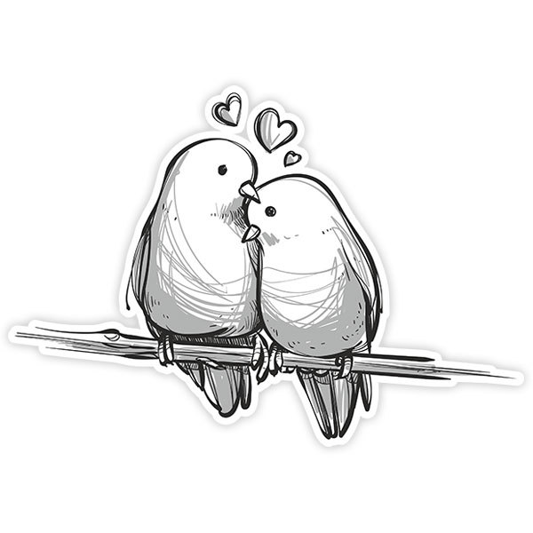Pegatinas: Pájaros enamorados