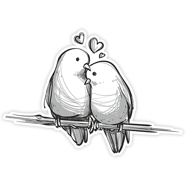 Pegatinas: Pájaros enamorados 0