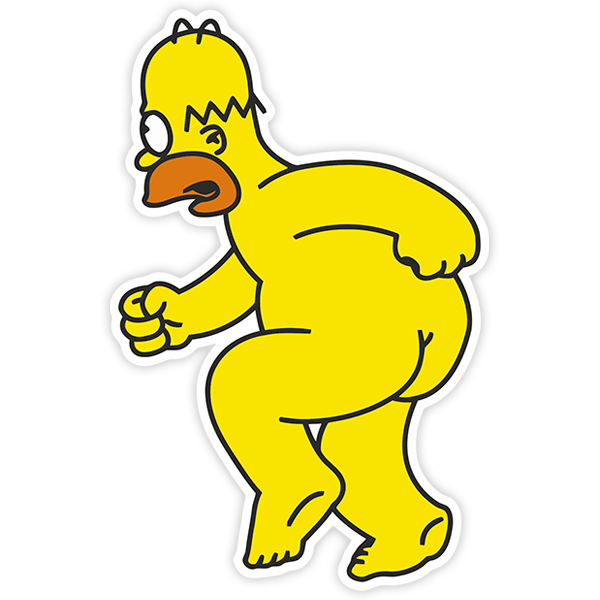 Pegatina Homer Simpson corre desnudo 