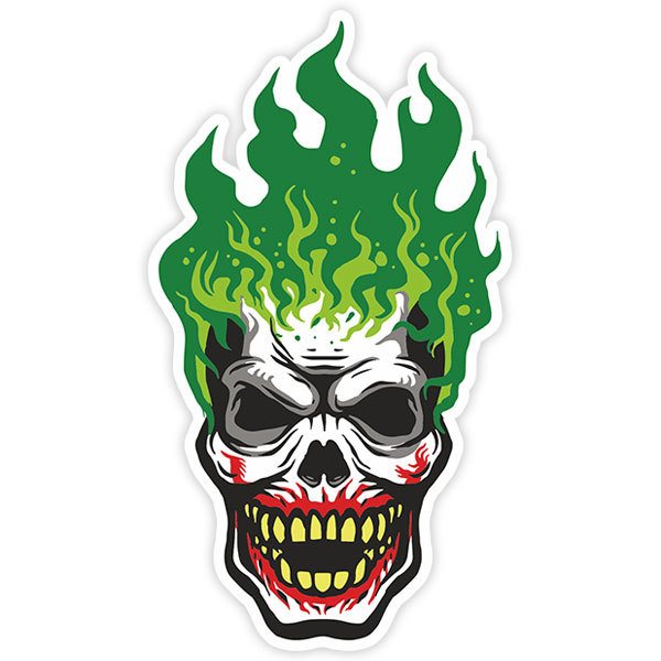 Pegatinas: Calavera del Joker ardiendo