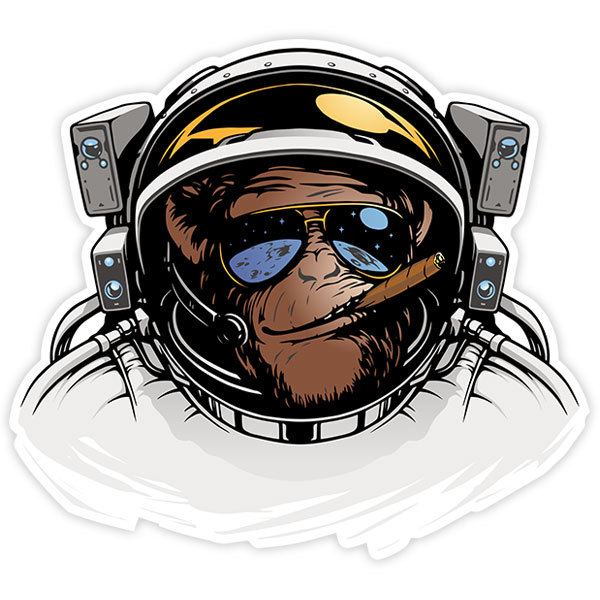 Pegatinas: Mono con traje espacial
