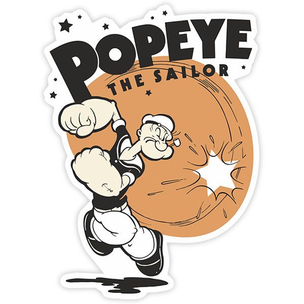 Pegatinas: Popeye dando puñetazos